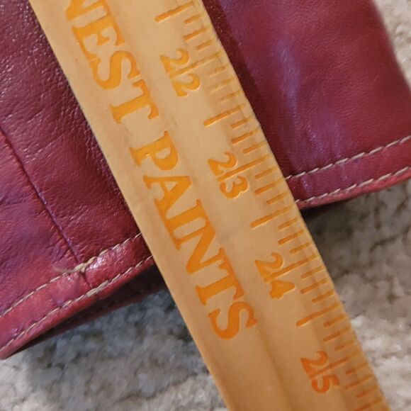 Wilsons Leather Jacket Womens L Red Old Money Moto Biker Bikercore Mock Collar - Picture 8 of 13